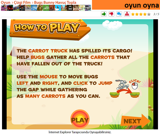 Bus Bunny Havuç toplama oyunu oyna